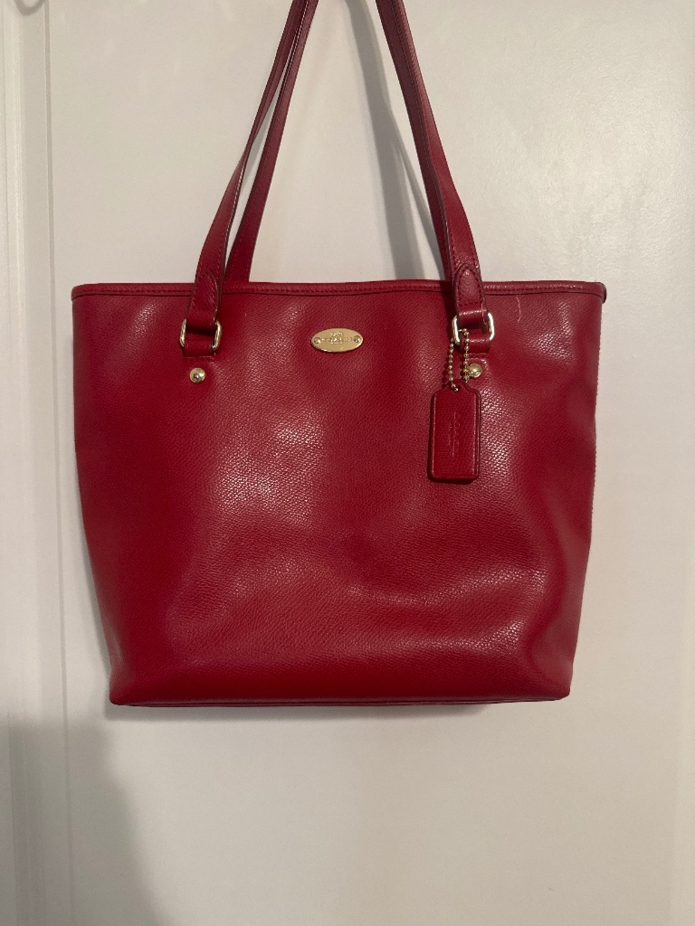 COACH Red Leather City tote